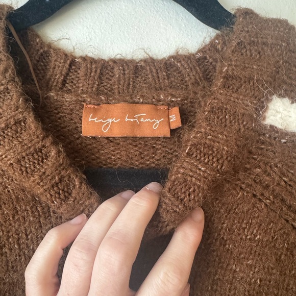Brown Sweater with White Stripes Wool Blend - Picture 3 of 7